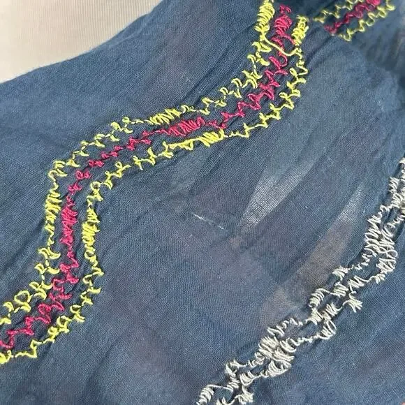 Unbranded Women Scarf Head Neck One Size Embroidered Blue Festival Boho Hippie - Picture 6 of 6